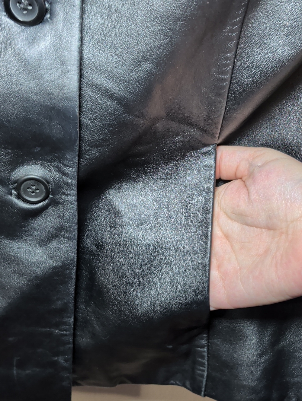 Pendleton Vintage Black Leather Jacket Button Front Collared Women's Size M - Picture 4 of 5